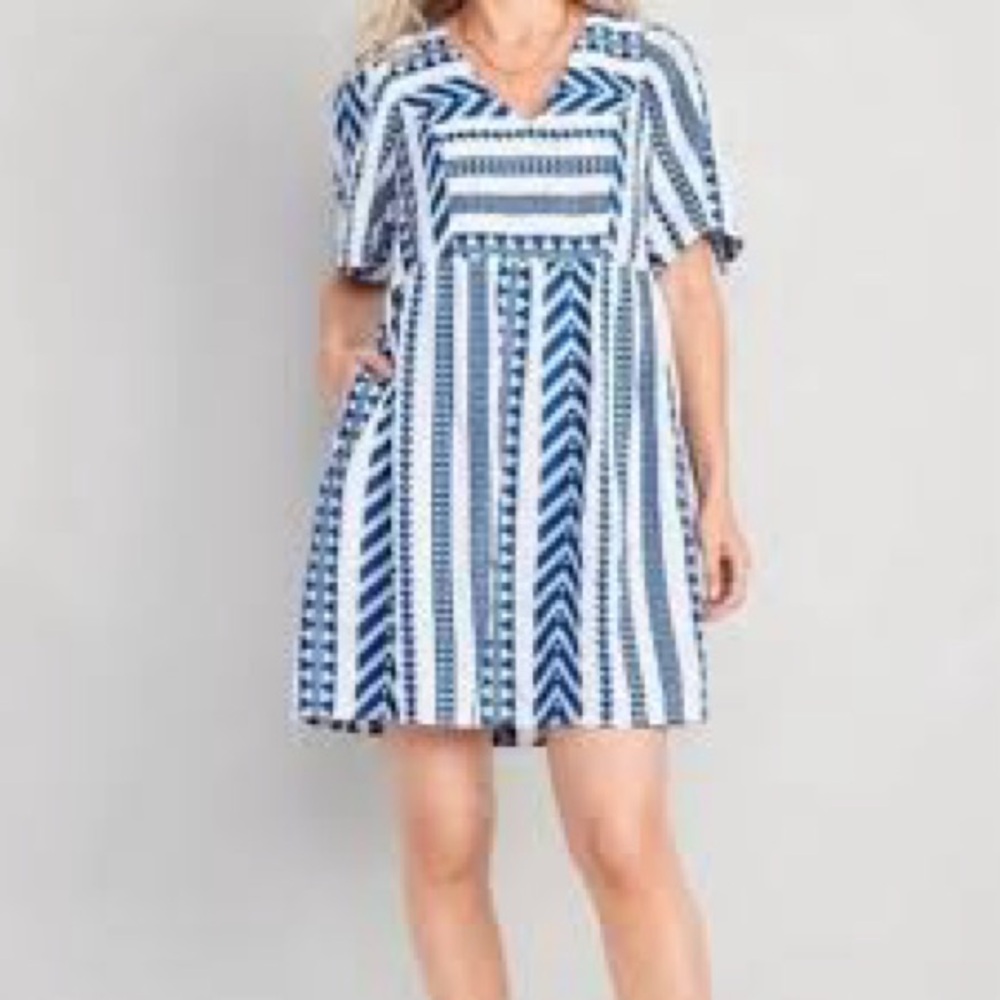 Old Navy Navy and White Patterned Mini Dress